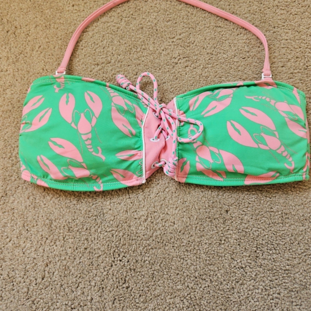 Sperry Green and Pink Lobster Bikini Top